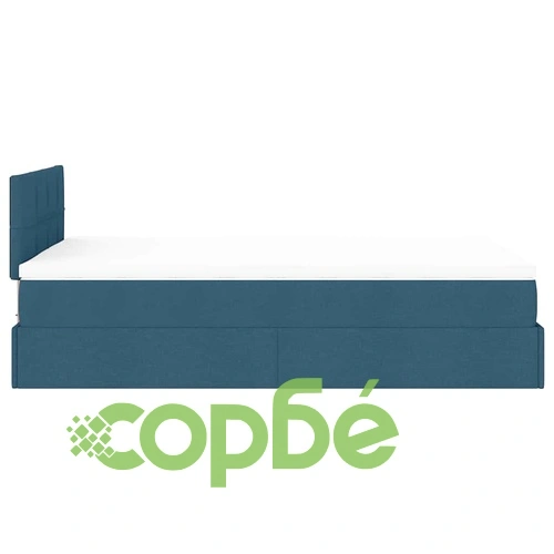 Османско легло с матрак и LED осветление, синьо, 120x190 см, плат ➤ топ цена ➤ sorbe.bg