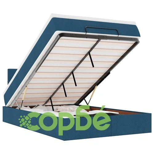 Османско легло с матрак и LED осветление, синьо, 120x190 см, плат ➤ топ цена ➤ sorbe.bg
