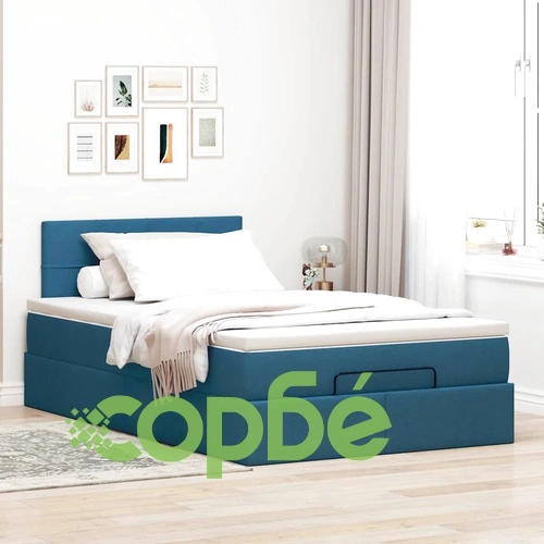 Легло тип Османка с матрак и LED осветление, 120x200 см, син плат ➤ топ цена ➤ sorbe.bg