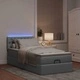 Легло тип Османка с матрак и LED осветление, светлосиво, 80x200 см, полиестерен плат