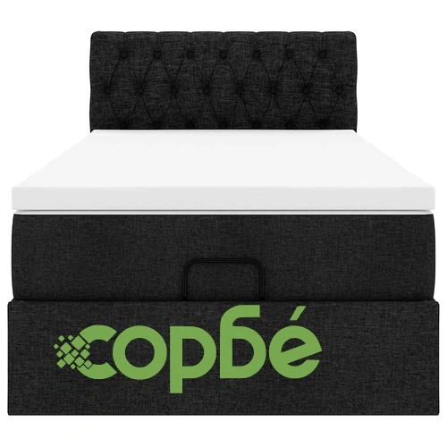 Легло Тип Османка с Матрак и LED Осветление, 80x200 см, Черен Плат ➤ топ цена ➤ sorbe.bg