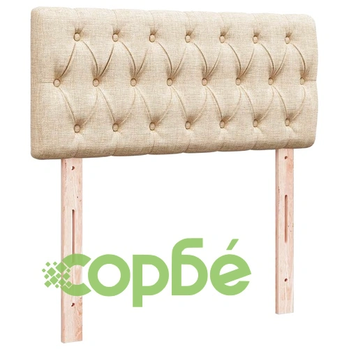 Османско легло с матрак и LED осветление, 100x200 см, кремав плат ➤ топ цена ➤ sorbe.bg