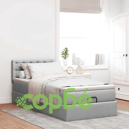 Легло тип Османка с матрак и LED осветление, 80x200 см, светлосив плат ➤ топ цена ➤ sorbe.bg