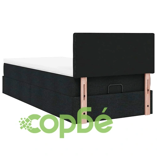 Легло тип Османка с матрак и LED осветление, черно, 80x200 см, полиестерен плат ➤ топ цена ➤ sorbe.bg