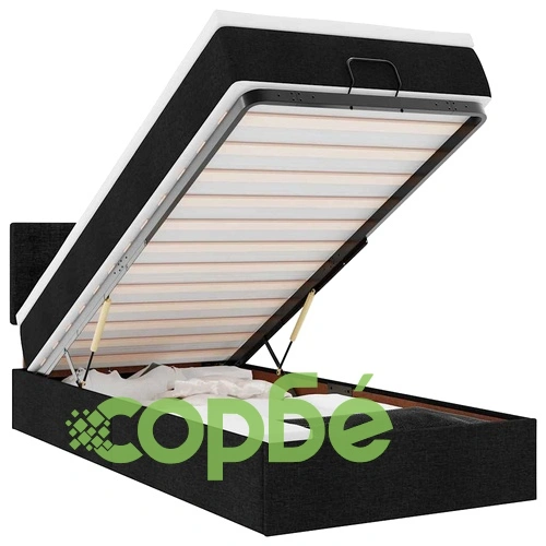 Легло тип Османка с матрак и LED осветление, черно, 80x200 см, полиестерен плат ➤ топ цена ➤ sorbe.bg