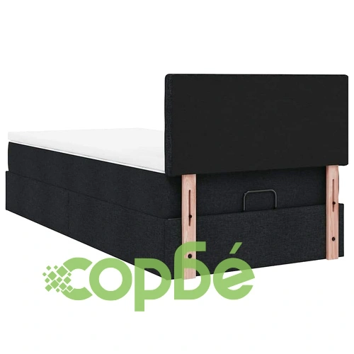 Легло тип Османска с матрак, LED осветление, черен плат, 90x190 см ➤ топ цена ➤ sorbe.bg