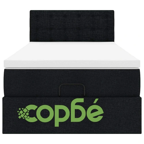 Легло тип Османска с матрак, LED осветление, черен плат, 90x190 см ➤ топ цена ➤ sorbe.bg