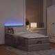 Османска легло с матрак и LED осветление, таупе, 90x190 см, текстилна тапицерия