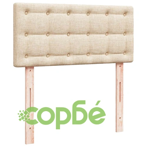 Османско легло с матрак и LED осветление, 90x190 см, кремав плат ➤ топ цена ➤ sorbe.bg