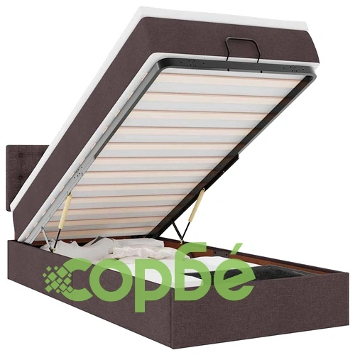 Легло тип Османка с LED осветление и матрак, 90x200 см, тъмнокафяв плат ➤ топ цена ➤ sorbe.bg