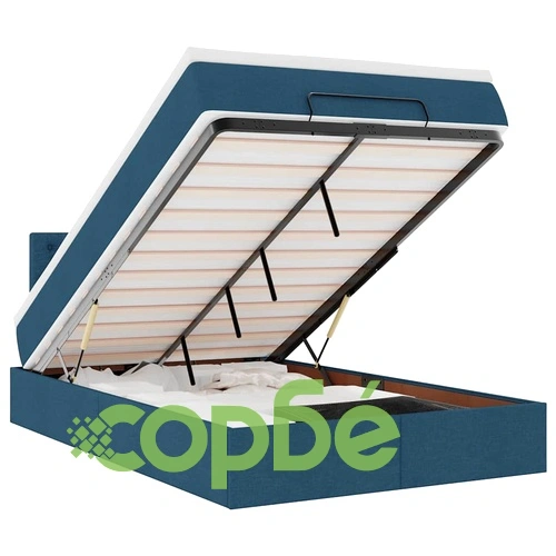 Легло тип Османка с матрак и LED осветление, 120x190 см, син плат ➤ топ цена ➤ sorbe.bg