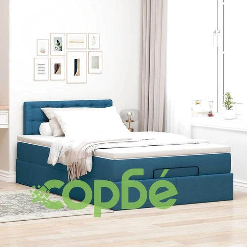 Легло тип Османка с матрак и LED осветление, 120x190 см, син плат ➤ топ цена ➤ sorbe.bg