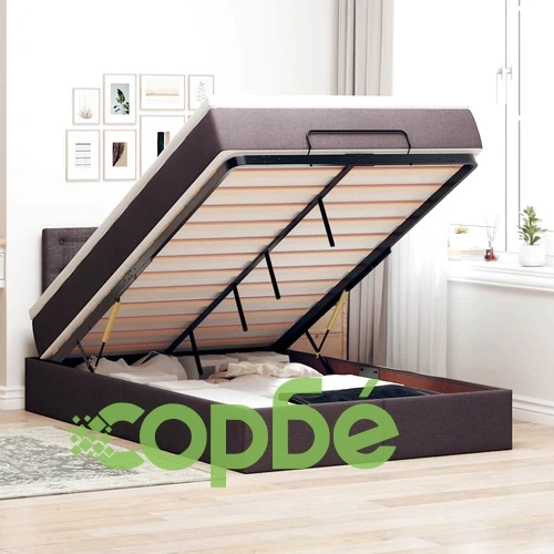 Османска легло с матрак и LED, тъмнокафяво, 120x200 см, плат ➤ топ цена ➤ sorbe.bg