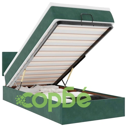 Османска легло с матрак и LED, тъмнозелено, 80x200 см, кадифе ➤ топ цена ➤ sorbe.bg