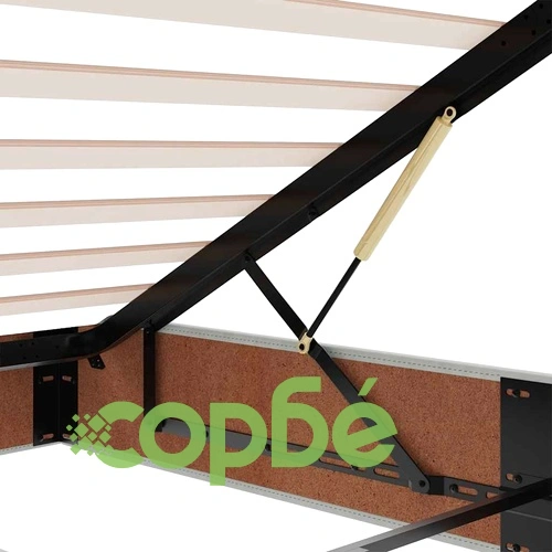 Османско легло с матрак и LED осветление, 90x200 см, светлосиво кадифе ➤ топ цена ➤ sorbe.bg