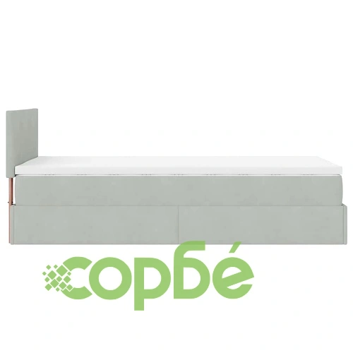 Османско легло с матрак и LED осветление, 90x200 см, светлосиво кадифе ➤ топ цена ➤ sorbe.bg