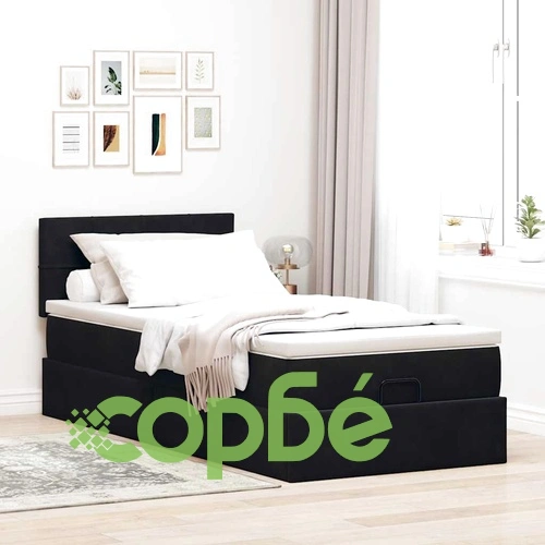 Легло тип Османка с матрак и LED осветление, 80x200 см, черно кадифе ➤ топ цена ➤ sorbe.bg