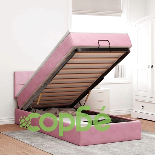 Османско легло с матрак и LED осветление, розово, 80x200 см, кадифе ➤ топ цена ➤ sorbe.bg