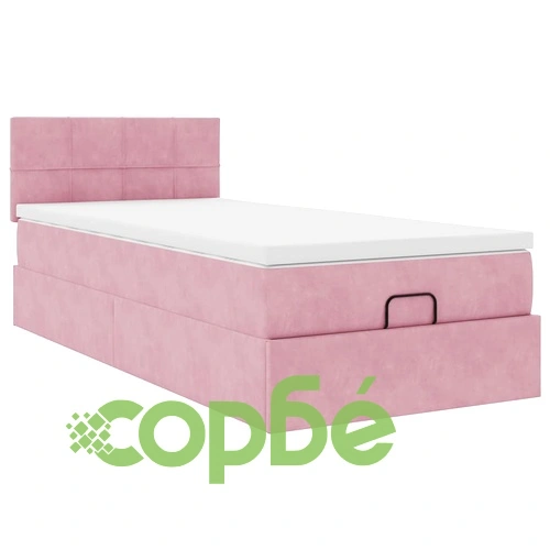 Османско легло с матрак и LED осветление, розово, 80x200 см, кадифе ➤ топ цена ➤ sorbe.bg