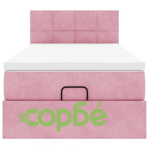 Османско легло с матрак и LED осветление, розово, 80x200 см, кадифе ➤ топ цена ➤ sorbe.bg