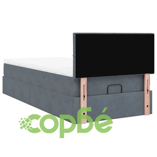 Османско легло с матрак и LED осветление, 90x190 см, тъмносиво кадифе ➤ топ цена ➤ sorbe.bg