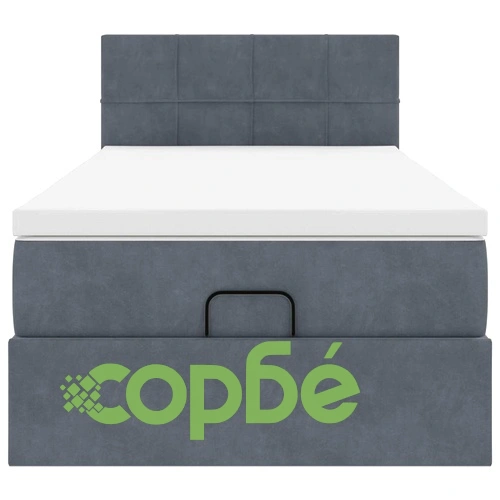 Османско легло с матрак и LED осветление, 90x190 см, тъмносиво кадифе ➤ топ цена ➤ sorbe.bg