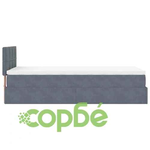 Османско легло с матрак и LED осветление, 90x190 см, тъмносиво кадифе ➤ топ цена ➤ sorbe.bg