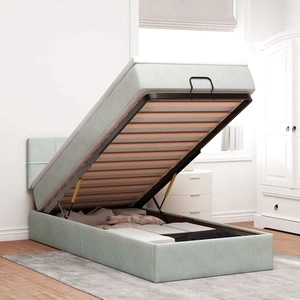 Османска легло с матрак и LED, светлосиво, 90x200 см, кадифе