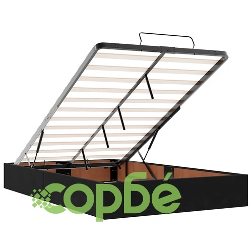 Османско легло с матрак и LED осветление, 120x200 см, черно кадифе ➤ топ цена ➤ sorbe.bg
