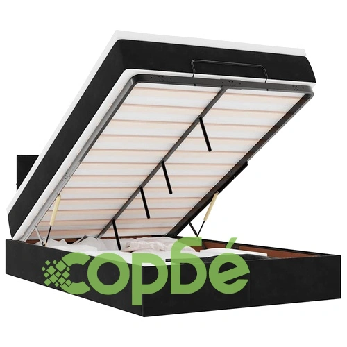Османско легло с матрак и LED осветление, 120x200 см, черно кадифе ➤ топ цена ➤ sorbe.bg