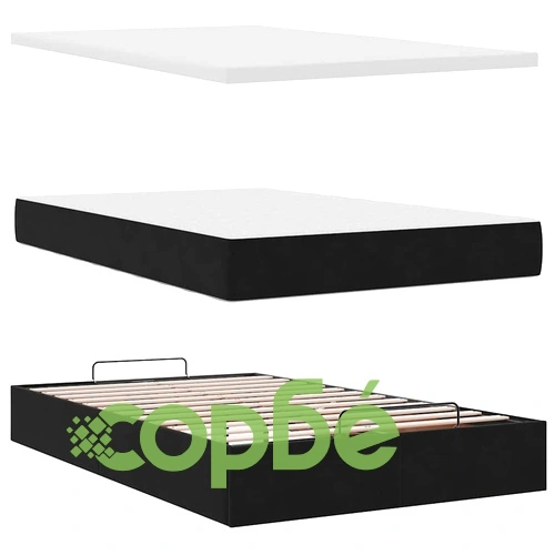 Османско легло с матрак и LED осветление, 120x200 см, черно кадифе ➤ топ цена ➤ sorbe.bg