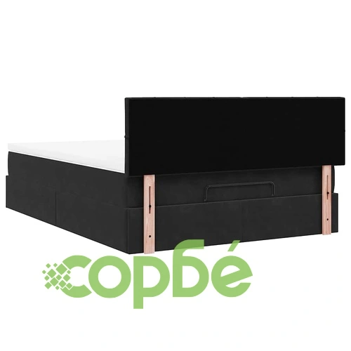 Луксозно османско легло с матрак и LED осветление, 140x200 см, черно кадифе ➤ топ цена ➤ sorbe.bg