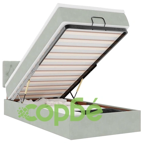 Османска легло с матрак и LED осветление, 80x200 см, светлосиво кадифе ➤ топ цена ➤ sorbe.bg
