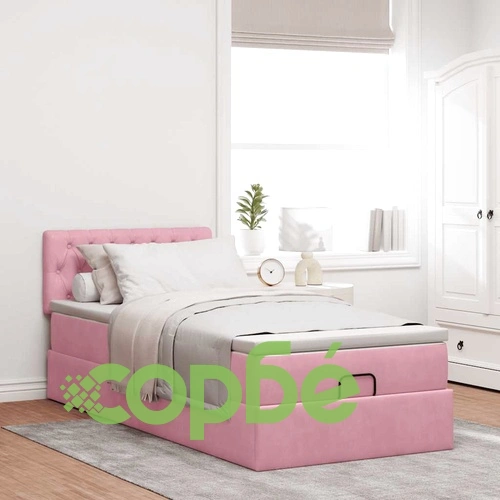 Османско легло с матрак и LED осветление, розово, 80x200 см, кадифе ➤ топ цена ➤ sorbe.bg