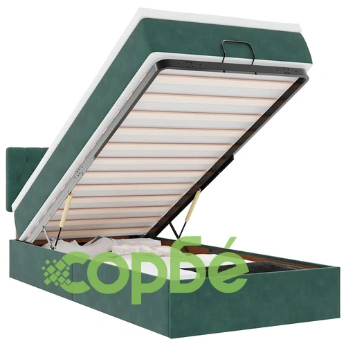 Османска легло с матраки LED, тъмнозелено, 90x200 см, кадифе ➤ топ цена ➤ sorbe.bg