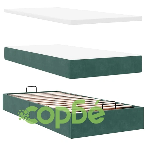 Османска легло с матраки LED, тъмнозелено, 90x200 см, кадифе ➤ топ цена ➤ sorbe.bg
