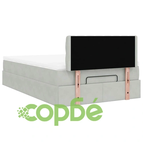 Османска легло с матрак и LED, светлосиво, 120x200 см, кадифе ➤ топ цена ➤ sorbe.bg