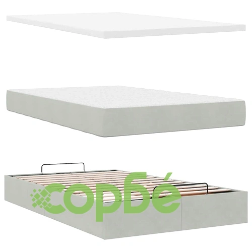 Османска легло с матрак и LED, светлосиво, 120x200 см, кадифе ➤ топ цена ➤ sorbe.bg