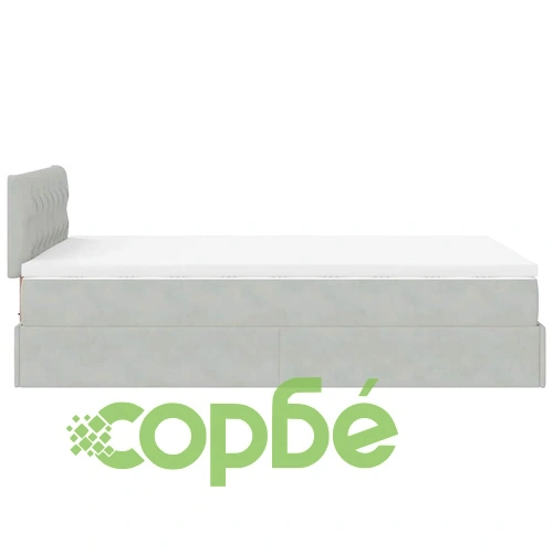 Османска легло с матрак и LED, светлосиво, 120x200 см, кадифе ➤ топ цена ➤ sorbe.bg