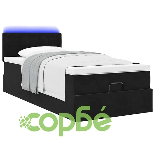 Османско легло с матрак и LED осветление, 80x200 см, черно кадифе ➤ топ цена ➤ sorbe.bg