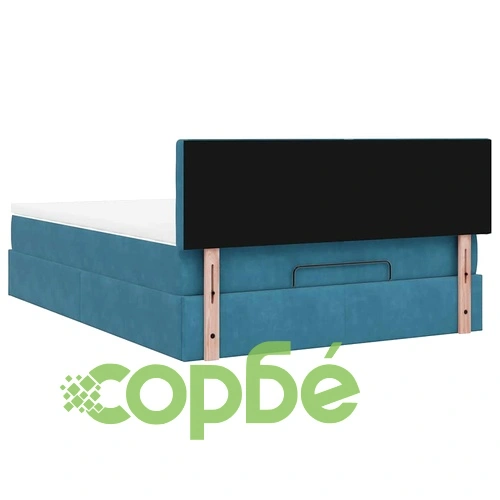 Луксозно османско легло с матрак и LED осветление, 140x200 см, тъмносиньо кадифе ➤ топ цена ➤ sorbe.bg