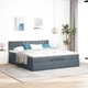 Луксозно Османско Легло с Матрак и LED Осветление, 160x200 см, Тъмносиво Кадифе
