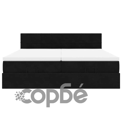 Османско легло с матраци и LED осветление, 160x200 см, черно кадифе ➤ топ цена ➤ sorbe.bg