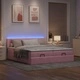 Луксозно османско легло от кадифе с матраци и LED осветление, розово, 180x200 см