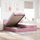 Османско легло с матраци и LED осветление, 180x200 см, розово кадифе