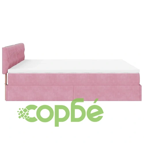 Османско легло с матраци и LED осветление, 180x200 см, розово кадифе ➤ топ цена ➤ sorbe.bg