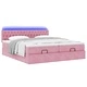 Османско легло с матраци и LED осветление, 180x200 см, розово кадифе