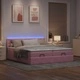 Луксозно османско легло от кадифе с матраци и LED осветление, розово, 160x200 см