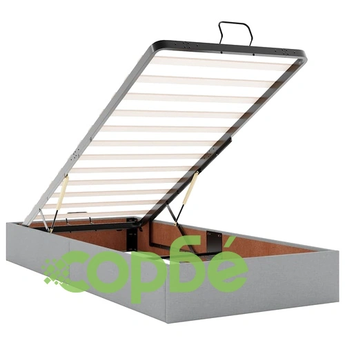 Османска легло с матрак и място за съхранение, светлосиво, 90x200 см, плат ➤ топ цена ➤ sorbe.bg