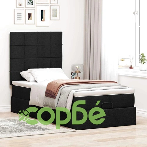 Легло с матрак тип Османка, черно, 90x190 см, полиестерен плат ➤ топ цена ➤ sorbe.bg